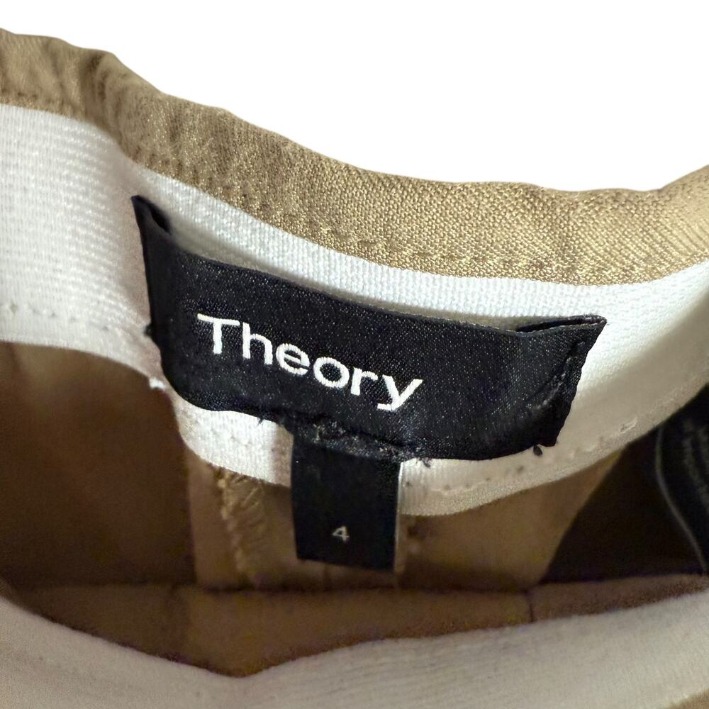 Theory Thaniel Approach Khaki Tan Slim Fit Pull-On Office Work Pants Size 4 - Picture 5 of 8